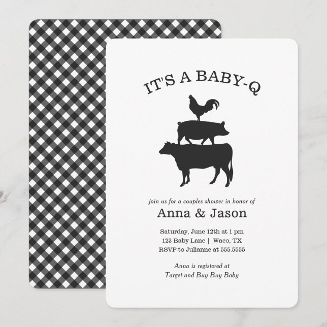 BBQ Rustic Couples Baby Shower Baby Q Invitation (Front/Back)