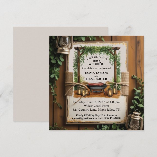 BBQ Rustic Wedding Invitation (Front/Back)
