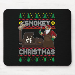 Bbq Santa Grilling Roast On Smoker Ugly Smokey Chr Mouse Mat