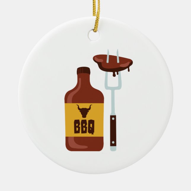 BBQ Sauce Ceramic Tree Decoration (Front)