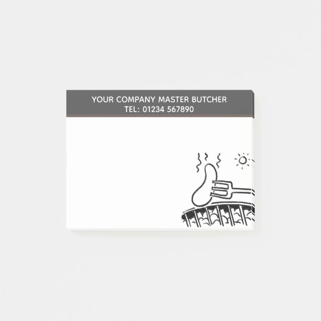 BBQ Sausage Butcher Illustration Theme Post-it Notes (Front)