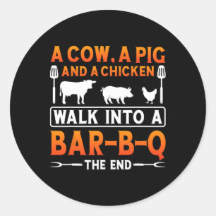 Bbq Shirt A Cow Classic Round Sticker