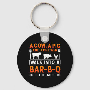 Bbq Shirt A Cow  Key Ring