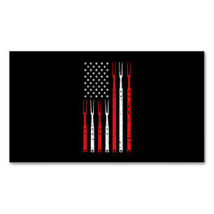 BBQ Shirt For Men Dad Gift Patriotic USA Flag Magnetic Business Card