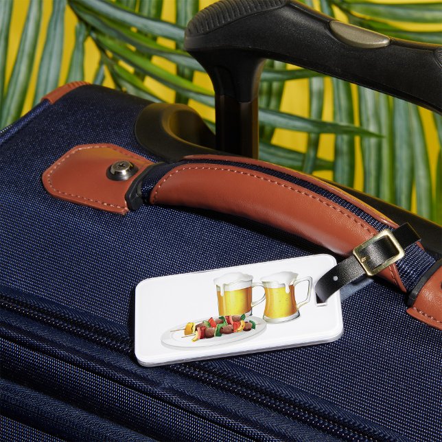 BBQ Skewers and Beer Summer Cookout Luggage Tag (Creator Uploaded)