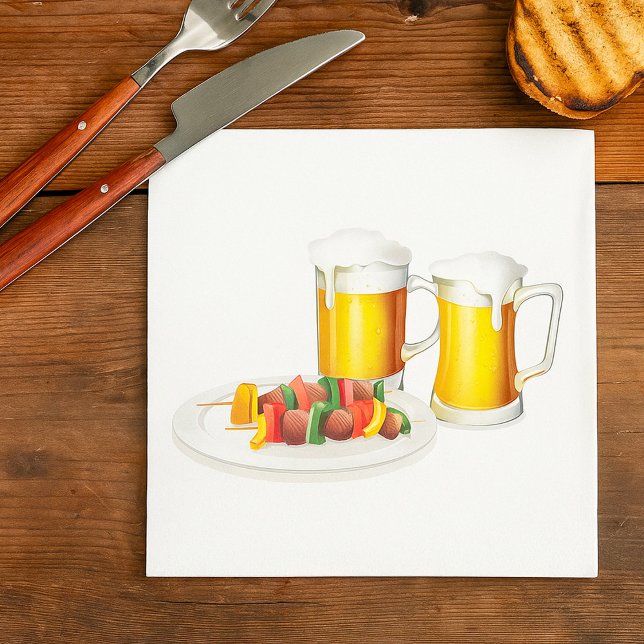 BBQ Skewers and Beer Summer Cookout Napkin (Creator Uploaded)