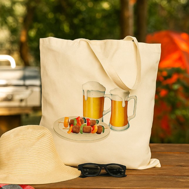 BBQ Skewers and Beer Summer Cookout Tote Bag (Creator Uploaded)