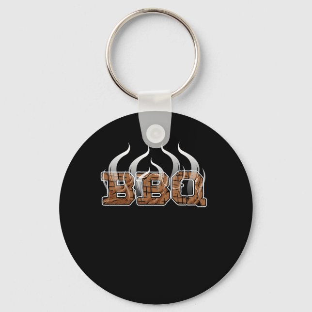 bbq smoke Barbecue Party Its Grill Time Key Ring (Front)
