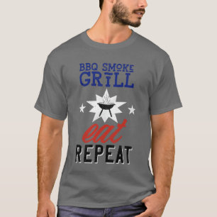 BBQ Smoke Grill EAT REPEAT rustic vintage T-Shirt