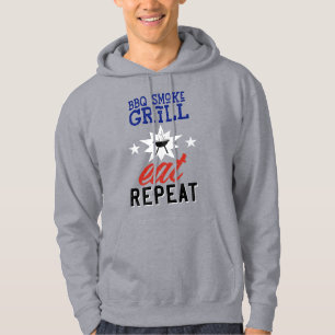 BBQ Smoke Grill EAT REPEAT vintage rustic Hoodie