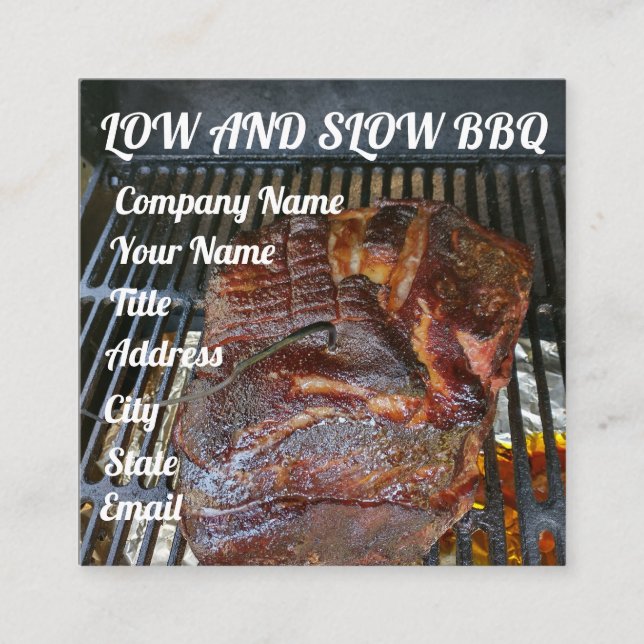 BBQ Smoked Meats Catering Square Business Card (Front)