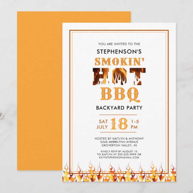 BBQ Smoker Backyard Summer Party Invitation (Front/Back)