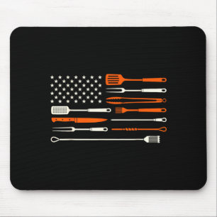 Bbq smoker barbecue chef grilling tools usa flag mouse mat