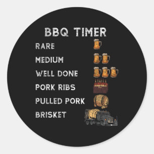 Bbq Smoker Bbq Timer Rare Pork Ribs Pulled Pork Br Classic Round Sticker