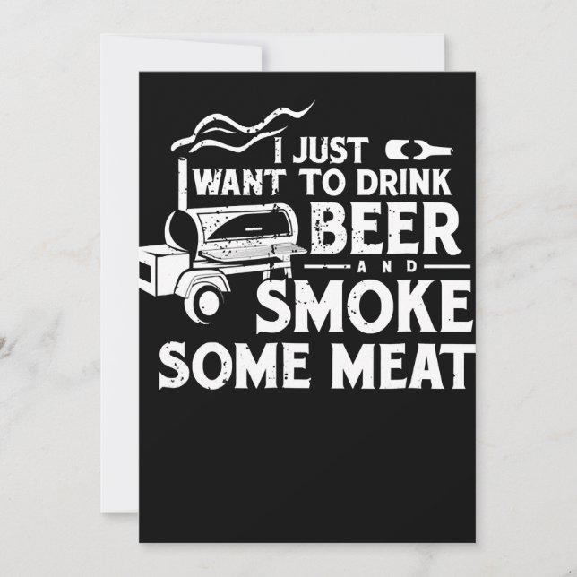 BBQ Smoking Pitmaster Gift Drink Beer Smoke Meat Holiday Card (Front)