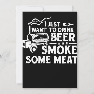 BBQ Smoking Pitmaster Gift Drink Beer Smoke Meat Holiday Card