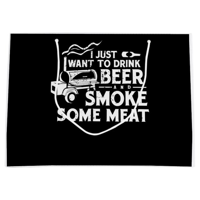 BBQ Smoking Pitmaster Gift Drink Beer Smoke Meat Large Gift Bag (Front)