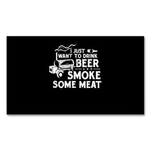 BBQ Smoking Pitmaster Gift Drink Beer Smoke Meat Magnetic Business Card