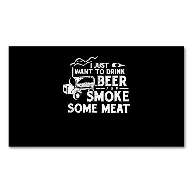 BBQ Smoking Pitmaster Gift Drink Beer Smoke Meat Magnetic Business Card (Front)