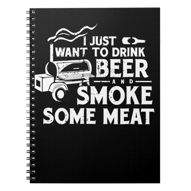 BBQ Smoking Pitmaster Gift Drink Beer Smoke Meat Notebook (Front)