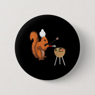 Bbq Squirrel Grilling Cooking Grillmaster Sausage 6 Cm Round Badge