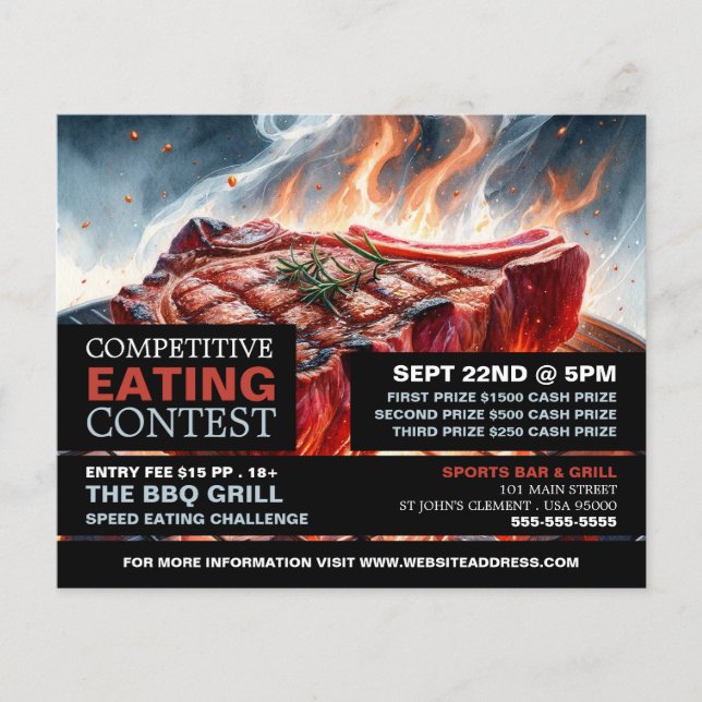 BBQ Steak - Competitive/Speed Eating Contest Flyer (Front)