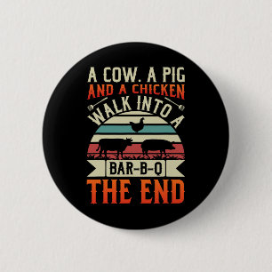 Bbq Summer Grillin Cow Pig Chicken For Men Graphic 6 Cm Round Badge