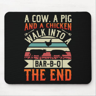 Bbq Summer Grillin Cow Pig Chicken For Men Graphic Mouse Mat