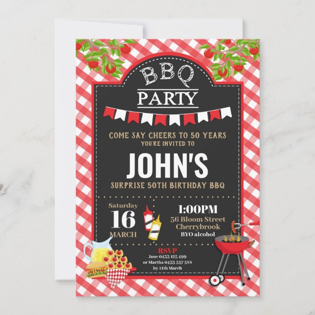 BBQ Surprise Birthday Party Any Age Invitation (Front)