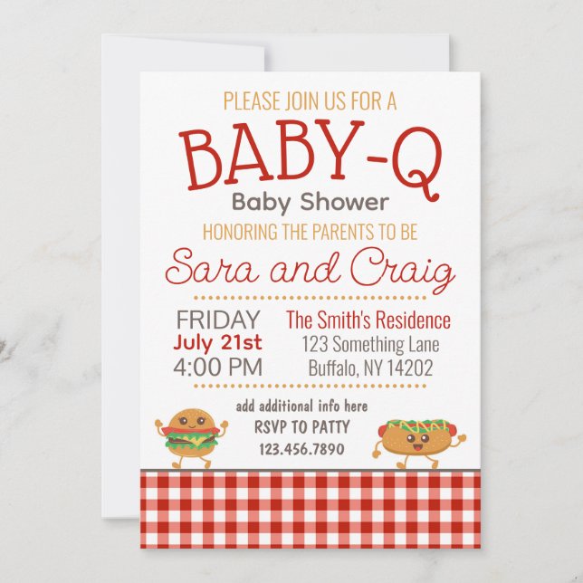 BBQ theme Baby-Q Baby Shower Editable Invitation (Front)