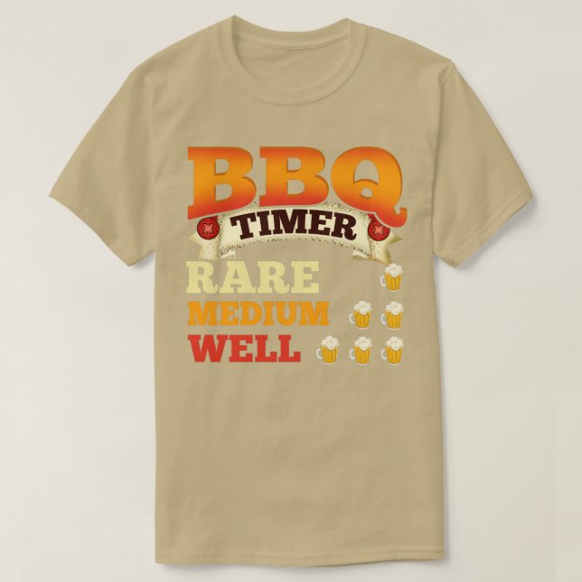BBQ Timer Barbecue Beer Drinking Grilling T-Shirt (Design Front)