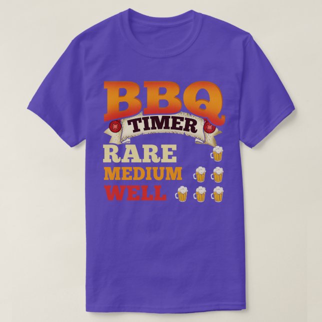 BBQ Timer Barbecue Beer Drinking Grilling T-Shirt (Design Front)