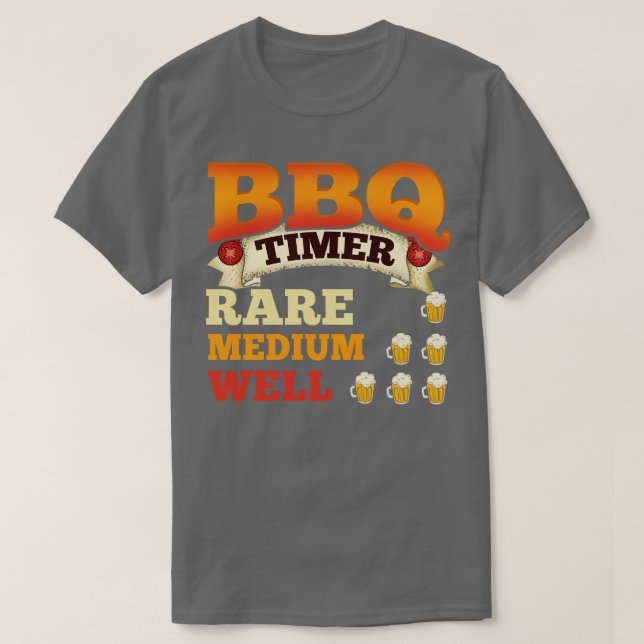 BBQ Timer Barbecue Beer Drinking Grilling T-Shirt (Design Front)