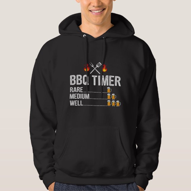 BBQ Timer Barbecue Drinking Grilling Grill Beer Hoodie (Front)