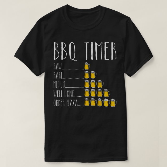 BBQ Timer Beer Drinking Funny Grilling T-Shirt (Design Front)