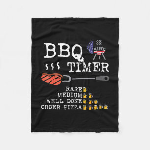 Bbq timer flag funny barbecue grill 4th july dad fleece blanket