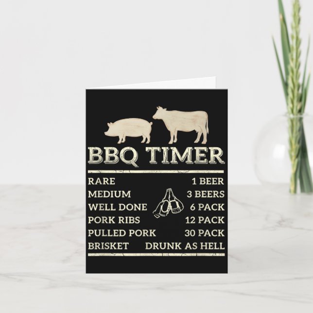 Bbq timer for dad father's day birthday party fun  card (Front)