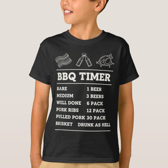 Bbq Timer Funny Barbecue Cooking Chart Rare Medium T-Shirt (Front)
