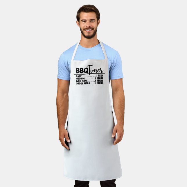 BBQ Timer Grill Humour White Apron (Worn)