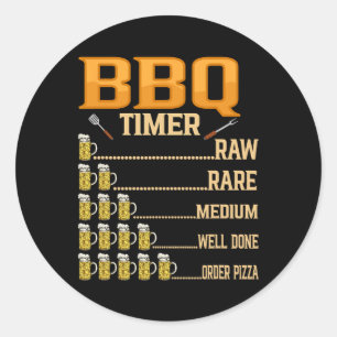 Bbq Timer Raw Rare Medium Well Done Grill Lovers  Classic Round Sticker
