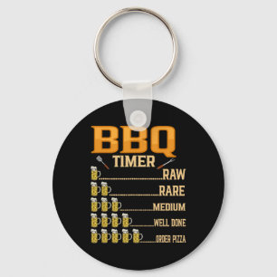 Bbq Timer Raw Rare Medium Well Done Grill Lovers  Key Ring