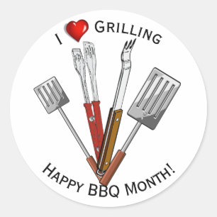 BBQ Tools Grilling Classic Round Sticker