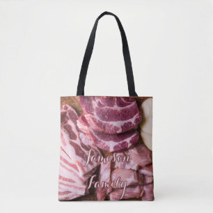 BBQ Tote Bag Family Raw Meat Food