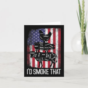 Bbq Usa Flag I'd Smoke That Beef Pork Chicken Butc Card