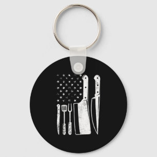 Bbq usa flag patriotic fourth of july master chef key ring