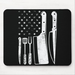 Bbq usa flag patriotic fourth of july master chef mouse mat