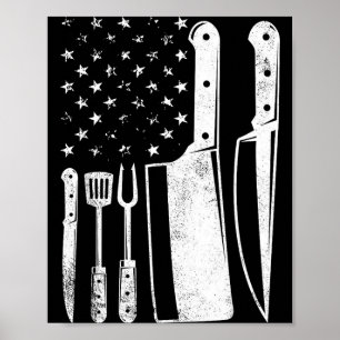 Bbq usa flag patriotic fourth of july master chef  poster