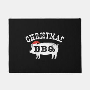 BBQ Vintage Distressed Santa Hat Pork Doormat
