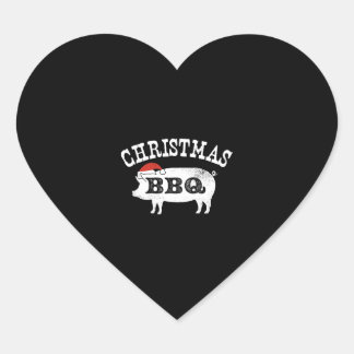 BBQ Vintage Distressed Santa Hat Pork Heart Sticker