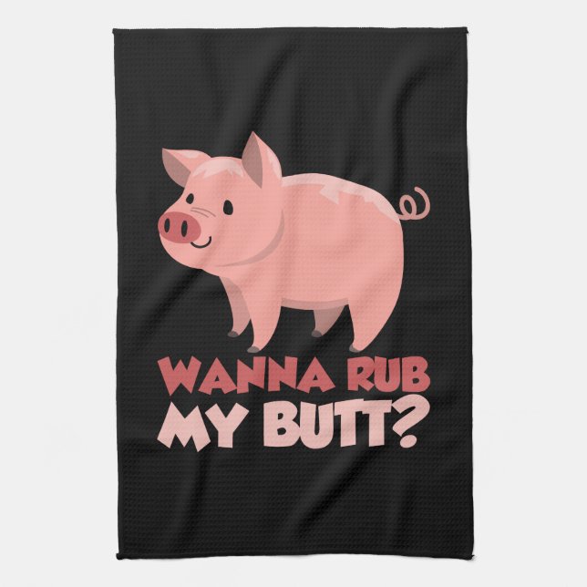 BBQ - Wanna Rub My Butt Tea Towel (Vertical)
